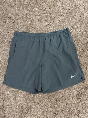 Nike Men’s Dark Gray Athletic Running Shorts with White Swoosh